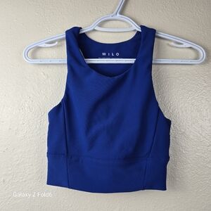 WILO Melbourne Australia Blue Ribbed Racerback Sports‎ Bra Crop Tank Top Small